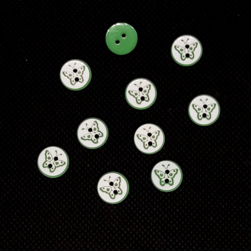 10 boutons fantaisies en résine - papillon - 11mm- bri494