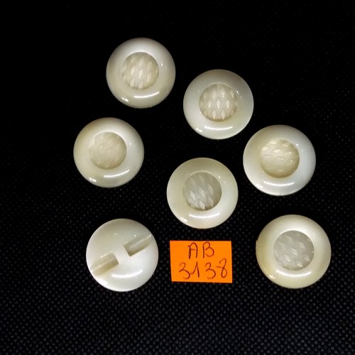 7 boutons en résine - ivoire - 22mm - ab3138