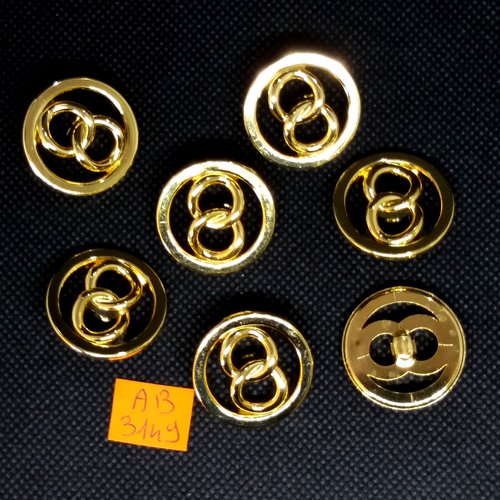 7 boutons en résine doré - 25mm - ab3149