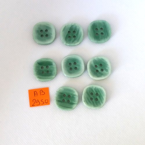 8 boutons en résine vert - 20x20mm - ab2950