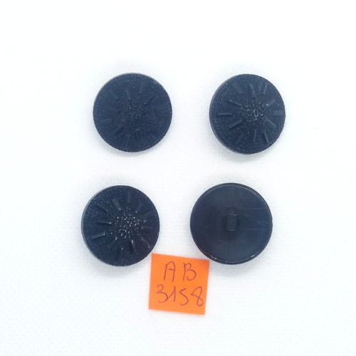 4 boutons en résine noir - 23mm - ab3158