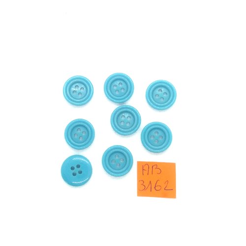 8 boutons en résine - bleu - 15mm - ab3162