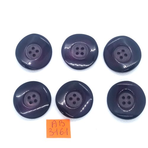 6 boutons en résine - violet foncé - 27mm - ab3161