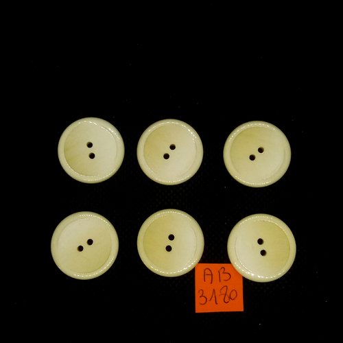 6 boutons en résine - jaune pale - 22mm - ab3180