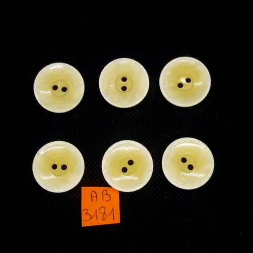 6 boutons en résine - jaune pale - 22mm - ab3181