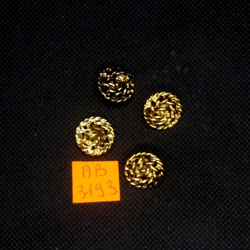 4 boutons en métal doré - 16mm - ab3193