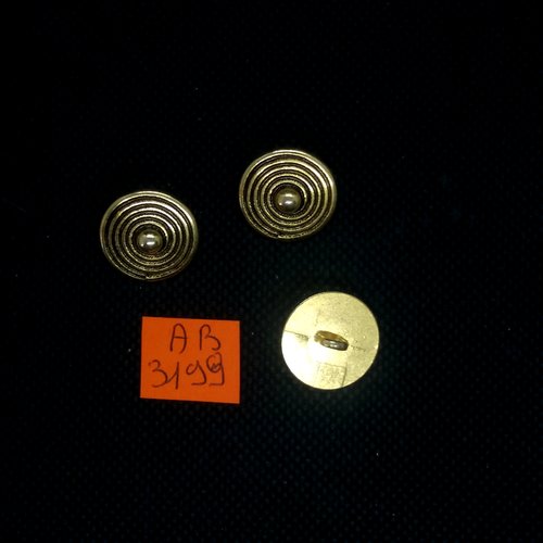 3 boutons en métal doré - 18mm - ab3199