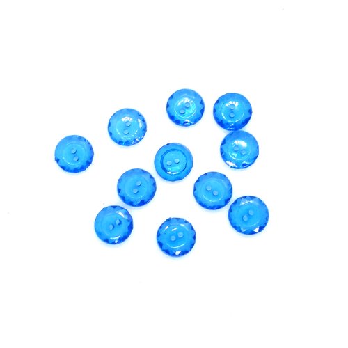 11 boutons en résine - bleu - 12mm - bri503
