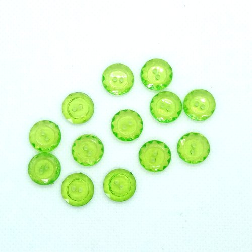 13 boutons en résine - vert - 12mm - bri503