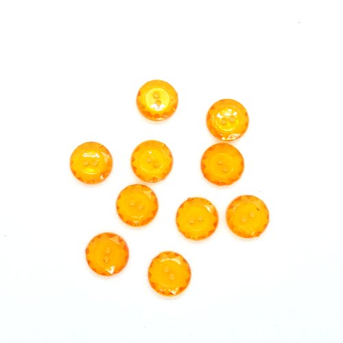 10 boutons en résine - orange - 12mm - bri503