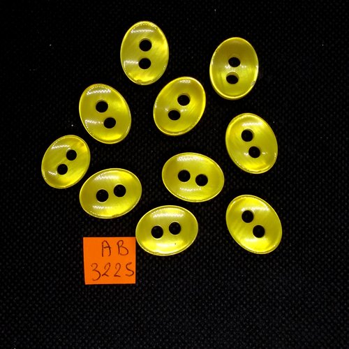9 boutons en résine jaune - 15x20mm - ab3225
