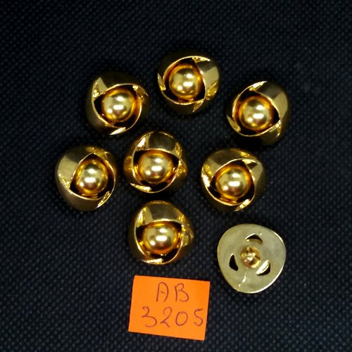 8 boutons en résine doré - 18mm - ab3205