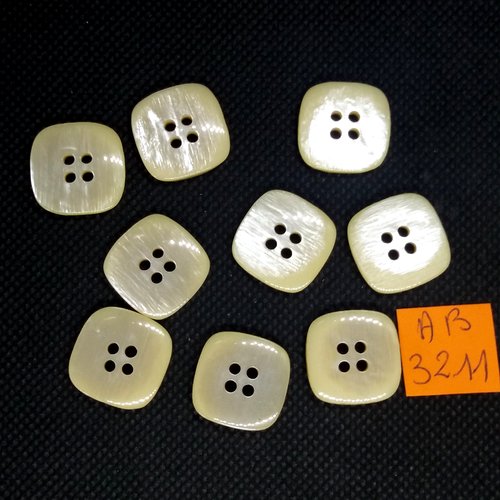 9 boutons en résine ivoire - 18x18mm - ab3211