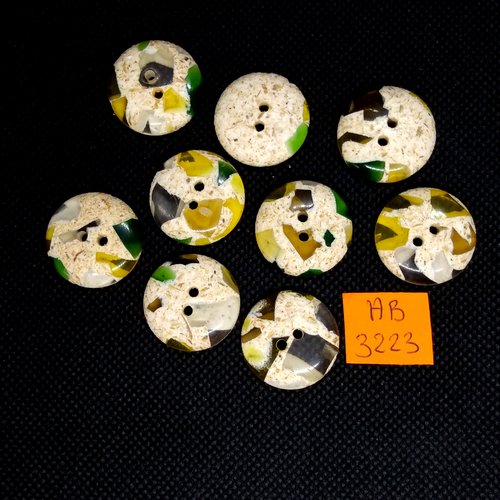 9 boutons en résine multicolore - 22mm - ab3223