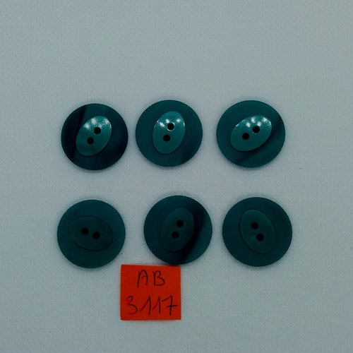 6 boutons en résine vert - 22mm - ab3117