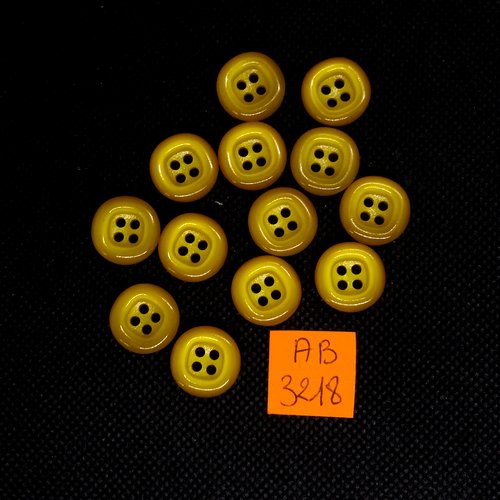 13 boutons en résine jaune/orange - 15mm - ab3218