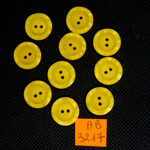 10 boutons en résine jaune/orange - 15mm - ab3217