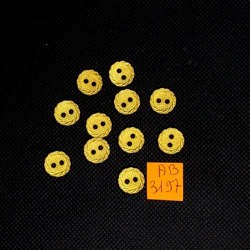 11 boutons en résine doré - 12mm - ab3197