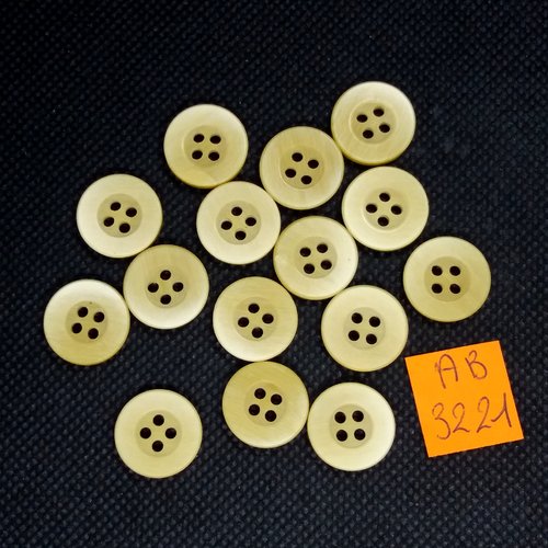 15 boutons en résine beige - 15mm - ab3221