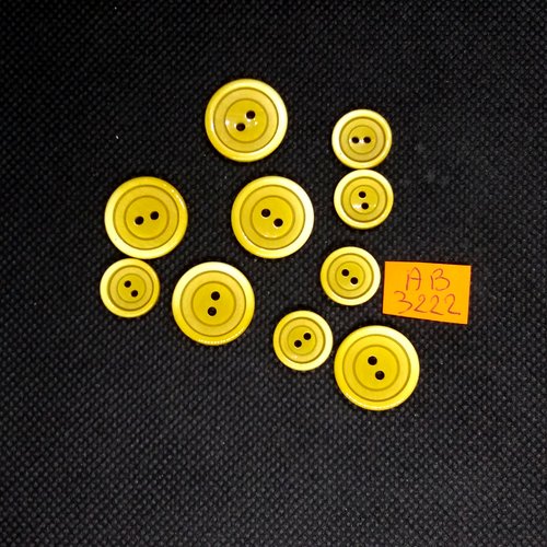 10 boutons en résine kaki - 18mm et 13mm - ab3222