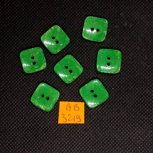 6 boutons en résine vert - 14x14mm - ab3219