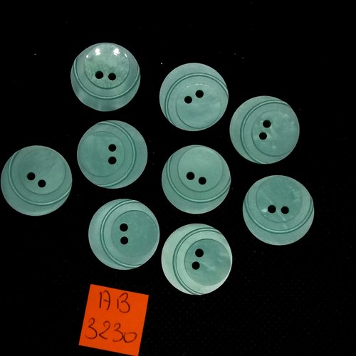 9 boutons en résine vert - 20mm - ab3230
