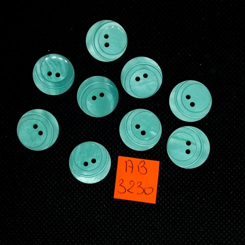 9 boutons en résine vert - 17mm - ab3230