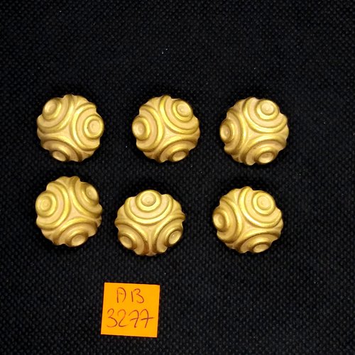 6 boutons en résine doré - 21mm - ab3277
