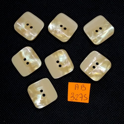 7 boutons en résine beige - 22x22mm - ab3275