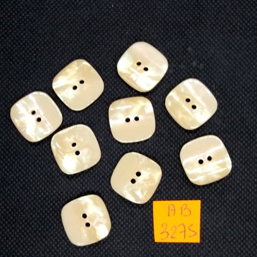 6 boutons en résine beige - 19x19mm - ab3275
