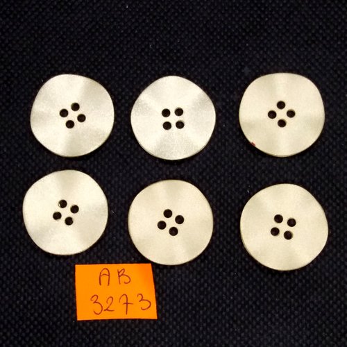 6 boutons en résine beige - 23mm - ab3273