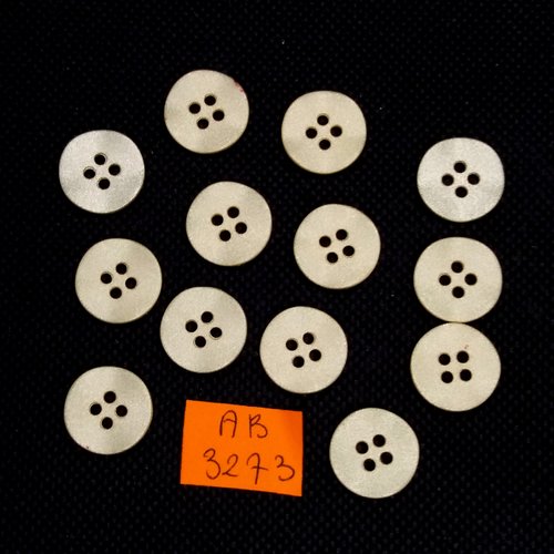 13 boutons en résine beige - 15mm - ab3273