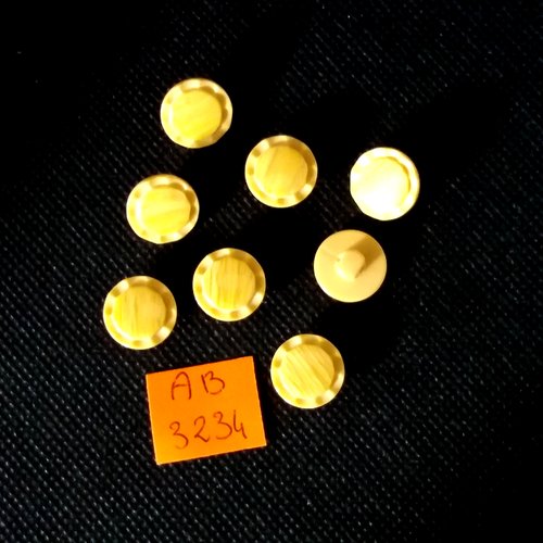 8 boutons en résine jaune moutarde - 13mm - ab3234