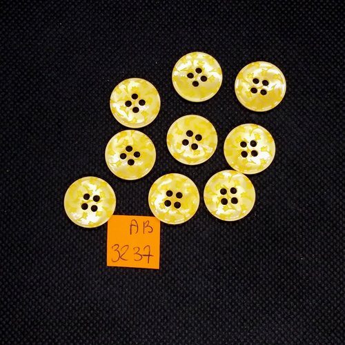 9 boutons en résine jaune/orangé - 17mm - ab3237