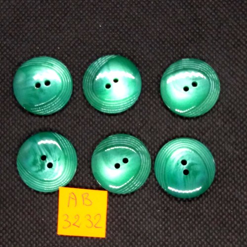 6 boutons en résine vert - 22mm - ab3232