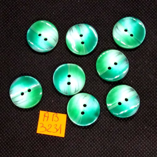 6 boutons en résine vert - 20mm - ab3231
