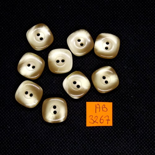 9 boutons en résine beige et marron - 16x16mm - ab3267