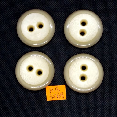 4 boutons en résine beige - 35mm - ab3268