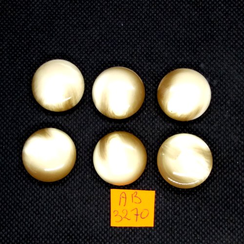 6 boutons en résine beige/marron - 22mm - ab3270