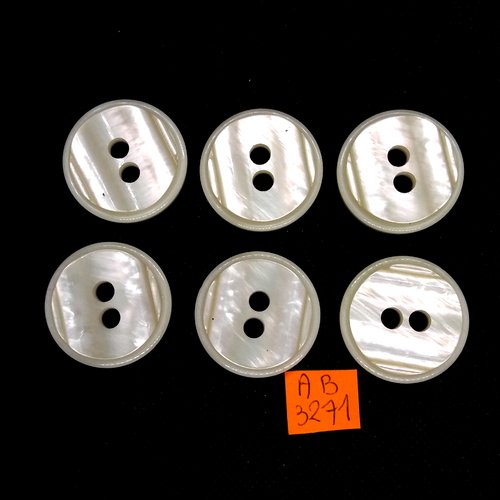 6 boutons en résine beige - 31mm - ab3271