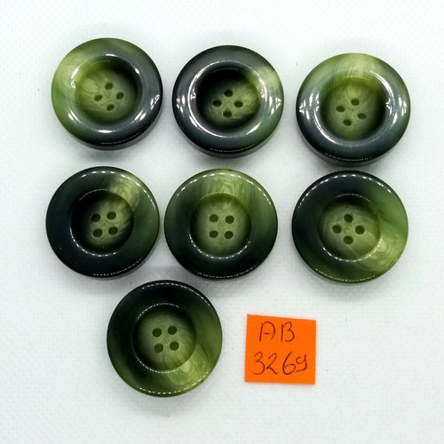 7 boutons en résine vert - 28mm - ab3269