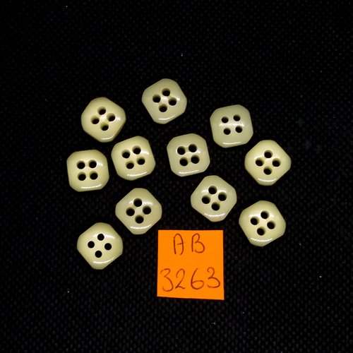 5 boutons en résine beige - 11x11mm - ab3263