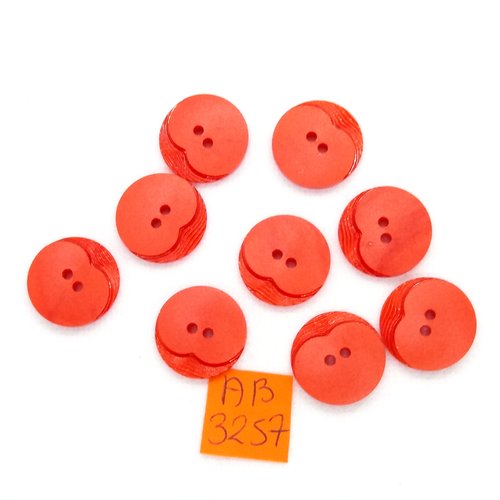 9 boutons en résine rouge - 17mm - ab3257