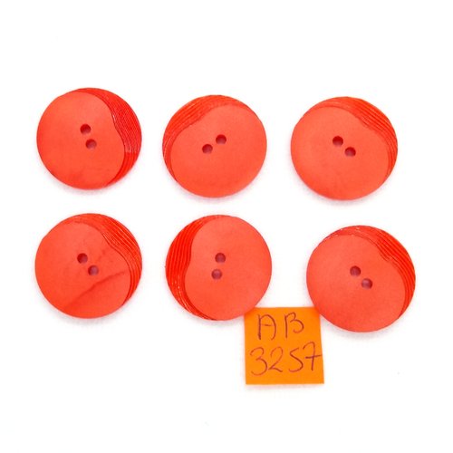 6 boutons en résine rouge - 22mm - ab3257