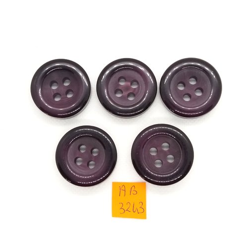 5 boutons en résine violet - 31mm - ab3243
