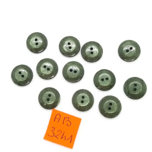 6 boutons en résine vert - 13mm - ab3241