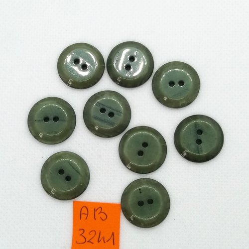 6 boutons en résine vert - 18mm - ab3241