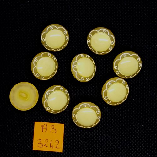 6 boutons en résine jaune/orangé - 18mm - ab3242