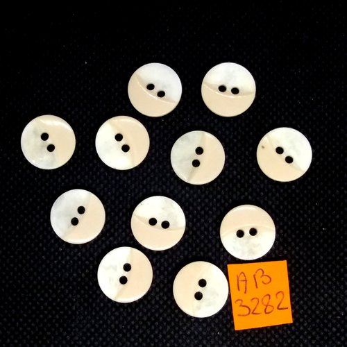 11 boutons en résine beige - 14mm - ab3282