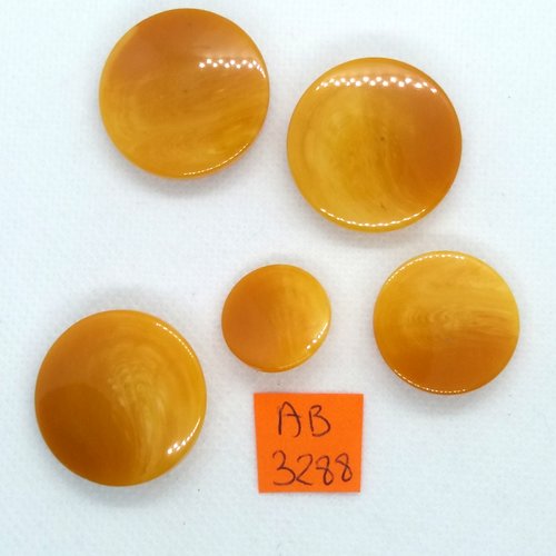 5 boutons en résine orange foncé - taille diverse - ab3288
